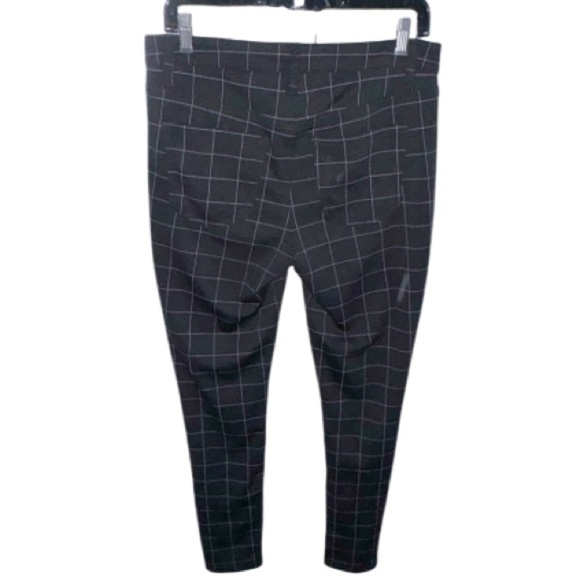 Aqua Black Window Pane Plaid Skinny Pants Large Stretch - Picture 3 of 7